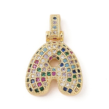 Brass Micro Pave Cubic Zirconia Pendants, Real 18K Gold Plated, Letter A, 23x20x6mm, Hole: 5x3mm