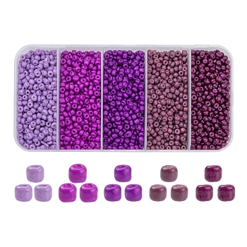 1900Pcs 5 Colors Baking Paint Glass Seed Beads, 8/0, Navajo White, 3~3.5mm, Hole: 1~1.2mm, 18g, about 380pcs/color