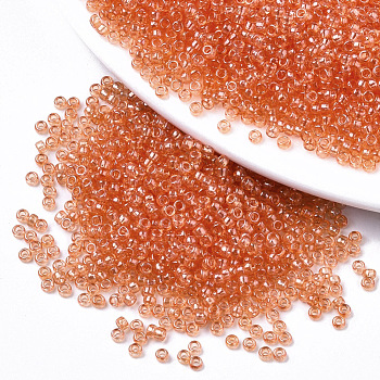 Glass Seed Beads, Fit for Machine Eembroidery, Transparent Colours, Round, Tomato, 2.5x1.5mm, Hole: 1mm, about 20000pcs/bag