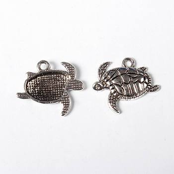 Tibetan Style Alloy Pendants, Cadmium Free & Lead Free, Sea Turtle, Antique Silver, 18x21x3mm, Hole: 2mm