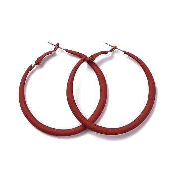 Alloy Big Hoop Earrings for Women, Spray Earrings with 925 Sterling Silver Pin, Red, 6 Gauge, 50x4mm, Pin: 0.6mm
