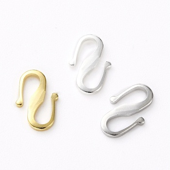 Brass S Hook Clasps, Long-Lasting Plated, Mixed Color, 12x7.5x1mm