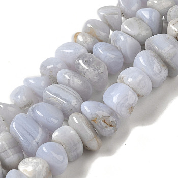 Natural Blue Lace Agate Beads Strands, Nuggets, Tumbled Stone, 6.5~12.5x3~8.5x6~12mm, Hole: 0.8mm, about 75~78pcs/strand, 15.63'~16.06''(39.7~40.8cm)