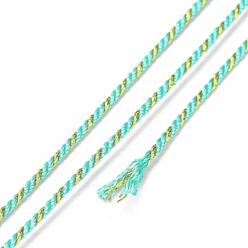 Polycotton Filigree Cord, Braided Rope, with Plastic Reel, for Wall Hanging, Crafts, Gift Wrapping, Pale Turquoise, 1mm, about 32.81 Yards(30m)/Roll