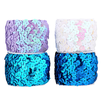 Elite 10 Yards 4 Colors Yarn Lace Trims, with Paillettes and Elastic Fiber, with 4Pcs Plastic Spools, Mixed Color, 3/4 inch(20mm), about 2.5 yards/color