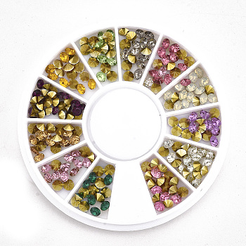Resin Rhinestone Cabochons, Nail Art Decoration Accessories, Diamond, Mixed Color, 3x2mm