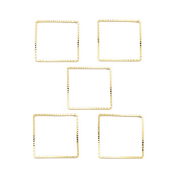 Brass Beads Frames, Cadmium Free & Lead Free, Square, Real 24K Gold Plated, 20x20x1mm