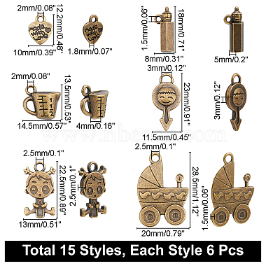 90Pcs 15 Style Zinc Alloy & Alloy Pendants(FIND-NB0001-62)-2