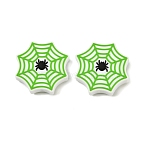 Silicone Beads, Focal Beads, Spider Web, Green, 27x27x8mm, Hole: 3mm(SIL-D011-02D)