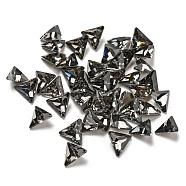 Glass Rhinestone Cabochons, Back Plated, Triangle, Black Diamond, 6x7x3mm(FIND-C039-07E)