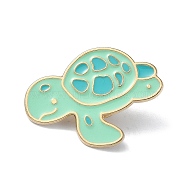 Enamel Pin, Alloy Brooches for Backpack Clothes, Cadmium Free & Lead Free, Turtle, Golden, 23x32x1.5mm(JEWB-P038-03G)