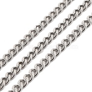 304 Stainless Steel Cuban Link Chains, Unwelded, with Spool, Stainless Steel Color, 6x4.5x2mm, about 32.81 Feet(10m)/Roll(CHS-K016-03B-P)