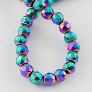 Non-magnetic Synthetic Hematite Beads Strands, Grade A, Faceted, Round, Multi-color Plated, 2x2mm, Hole: 1mm; 200pcs/strand, 15.5 inch(X-G-Q890-2mm-6)