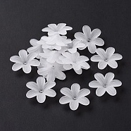 6-Petal Transparent Acrylic Bead Caps, Frosted, Flower, WhiteSmoke, 25.5x23x5.5mm, Hole: 1.6mm, about 892pcs/500g(OACR-A017-14)