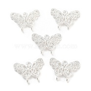 Alloy Chandelier Compone Links, Hollow Butterfly, Silver, 14x18x3mm, Hole: 1.2mm(PALLOY-U003-03B-S)