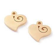 Ion Plating(IP) 304 Stainless Steel Charms, Laser Cut, Heart, Golden, 11x11x1.5mm, Hole: 1.4mm(STAS-Y002-02G)