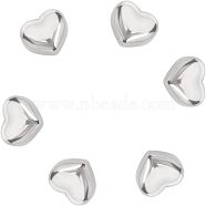 Unicraftale 20Pcs 304 Stainless Steel Beads, Heart, Stainless Steel Color, 9x10x6mm, Hole: 1.2mm(STAS-UN0025-36)