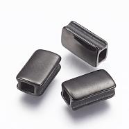 304 Stainless Steel Beads, Rectangle, Gunmetal, 11x6.5x4mm, Hole: 2.5x3mm(STAS-E130-01B)