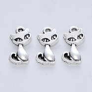 Tibetan Style Alloy Pendants, Cadmium Free & Lead Free, Fox, Antique Silver, 16.5x8.5x2.5mm, Hole: 1.5mm, about 714pcs/500g(TIBE-R316-051AS-RS)
