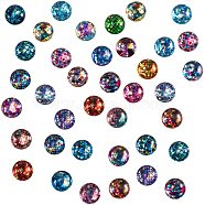 Flatback Glass Cabochons for DIY Projects, Dome/Half Round with Fish Scale Pattern, Mixed Color, 12x4mm, 70pcs/box(GGLA-PH0005-08)