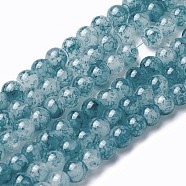 Spray Painted Glass Beads Strands, Round, Dark Cyan, 4~4.5mm, Hole: 0.7mm, about 217pcs/strand, 31.4 inch(80cm)(X-GLAA-A038-A-70)