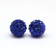 Polymer Clay Rhinestone Beads, Pave Disco Ball Beads, Grade A, Round, PP6, Sapphire, PP6(1.3~1.35mm), 4mm, Hole: 1mm(RB-A053-4mm-05)