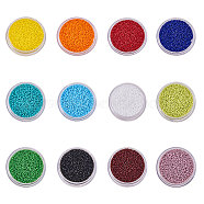 MGB Matsuno Glass Beads, Japanese Seed Beads, Opaque Glass Round Hole Rocailles Seed Beads, Mixed Color, 1.5x1mm, Hole: 0.5mm, about 4800pcs/color, 57600pcs/set(SEED-BC0013-08)