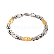 304 Stainless Steel Horse Eye Link Chain Bracelets, with 201 Stainless Steeel Findings, Golden & Stainless Steel Color, 8-1/8 inch(20.5cm)(BJEW-B078-134GP)