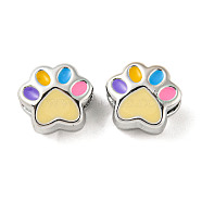 CCB Plastic Large Hole Beads, with Enamel, Paw Print, 10x11.5x8mm, Hole: 4mm(CCB-D007-01E)