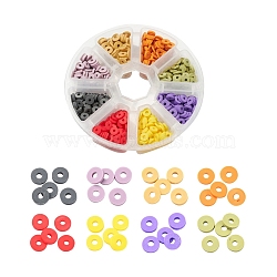 1120Pcs 8 Colors Handmade Polymer Clay Beads, Disc Heishi Beads, Mixed Color, 6x1mm, Hole: 2mm, 140pcs/color(CLAY-YW0001-14E)