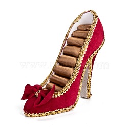 Flannelette & Resin High-Heeled Shoes Jewelry Displays Stand, Earring Necklace Ring Jewelry Holder Stand Display, FireBrick, 15x4.2x12.5cm(ODIS-A010-20)