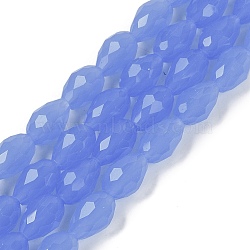 Electroplate Imitation Jade Glass Beads Strands, Faceted, Teardrop, Royal Blue, 11.5x8mm, Hole: 1.2mm, about 55~57pcs/strand, 25.59 inch(65cm)(EGLA-N013-J8mm-D06)