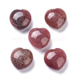 Natural Strawberry Quartz Heart Love Stone, Pocket Palm Stone for Reiki Balancing, 30x30x15~16mm(G-I285-06J)