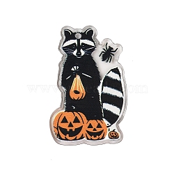 Halloween Theme Opaque Acrylic Pendants, Raccoon, Orange, 41x25.5x1.8mm, Hole: 2.2mm(SACR-S034-08B)