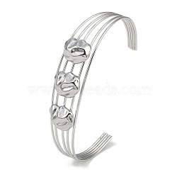 Non-Tarnish 304 Stainless Steel Hollow Open Cuff Bangles, Nuggets, 2-3/4~2-7/8 inch(6.9~7.3cm)x1-7/8 inch(4.7cm)(BJEW-Q348-03P-07)