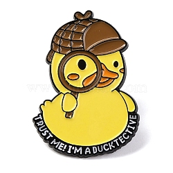 Cartoon Duck Trust Me! I'm A Duck Tective Enamel Pins, Black Alloy Badge for Backpack Clothes, Yellow, 30x22mm(JEWB-F033-01A)