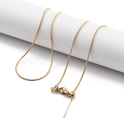 Adjustable Slider 201 Stainless Steel Round Snake Chain Necklaces, Ion Plating(IP), Golden, 17.52 inch(44.5cm)(NJEW-K270-01G-01)