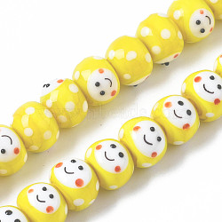 Handmade Bumpy Lampwork Beads Strands, Baby, Yellow, 11.5x14.5x14.5mm, Hole: 2mm, about 39~40pcs/strand, 17.40~17.80 inch(44.2cm~45.2cm)(LAMP-Q031-009F)