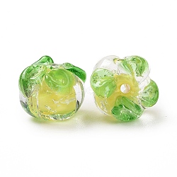 Handmade Lampwork Fruit Beads, Luminous, Glow in the Dark, Persimmon, Yellow, 15x12x12mm, Hole: 1.5~1.6mm(LAMP-C004-06E)