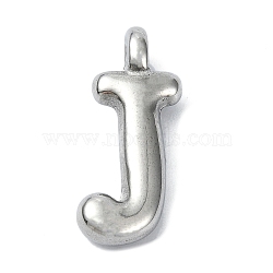 Anti-Tarnish 304 Stainless Steel Pendants, Letter Charm, Letter J, 20x9x4mm, Hole: 1.6mm(STAS-U033-02P-J)