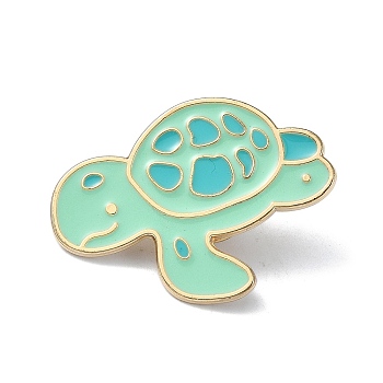 Enamel Pin, Alloy Brooch for Backpack Clothes, Cadmium Free & Lead Free, Turtle, Golden, 23x32x1.5mm