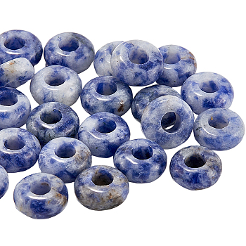 30Pcs Natural Blue Spot Jasper European Beads, Large Hole Beads, Rondelle, 10x4.5mm, Hole: 4mm