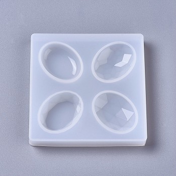 Silicone Molds, Resin Casting Molds, For UV Resin, Epoxy Resin Jewelry Making, Oval, White, 97x97x12.5mm, Oval: 37.5x27mm