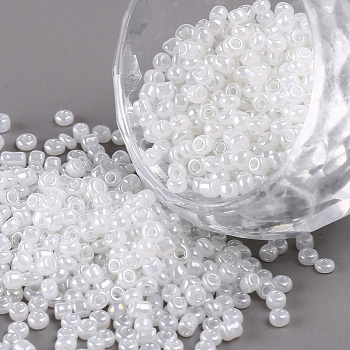 (Repacking Service Available) Glass Seed Beads, Ceylon, Round, White, 12/0, 2mm, Hole: 1mm, about 12g/bag