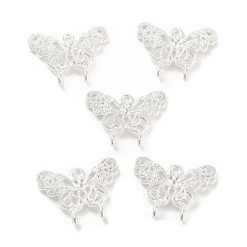 Alloy Chandelier Compone Links, Hollow Butterfly, Silver, 14x18x3mm, Hole: 1.2mm