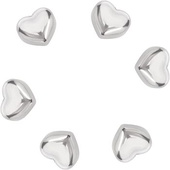 Unicraftale 20Pcs 304 Stainless Steel Beads, Heart, Stainless Steel Color, 9x10x6mm, Hole: 1.2mm