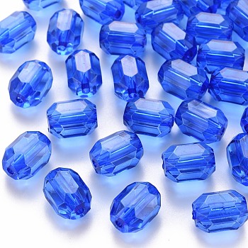Transparent Acrylic Beads, Oval, Faceted, Royal Blue, 14x10x10mm, Hole: 2mm, about 377pcs/500g