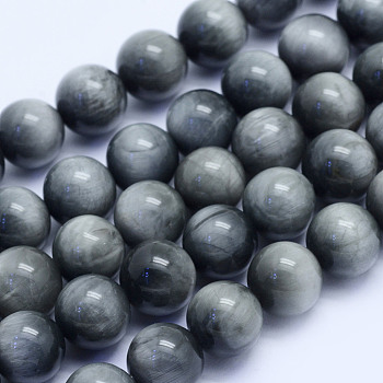 Natural Hawk's Eye Beads Strands, Eagle Eye Stone, Round, Grade A, 10mm, Hole: 1mm, about 39pcs/strand, 15.3 inch(39cm)