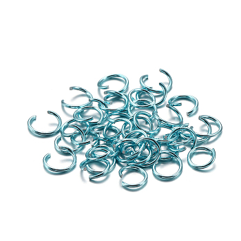 Aluminum Jump Rings, Open Jump Rings, Round Ring, Cyan, 18 Gauge, 8x1mm, Inner Diameter: 6.5mm, about 300pcs/bag