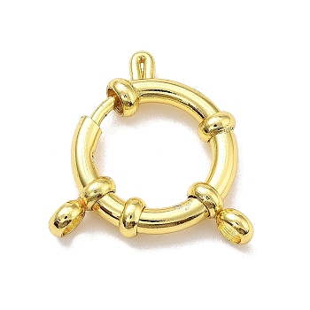 Ion Plating(IP) Stainless Steel Spring Ring Clasps, Real 18K Gold Plated, 23.5x16.5x4mm, Hole: 0.5mm & 2mm